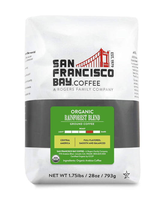 Organic Rainforest Blend Ground Coffee, Medium Dark Roast, 28Oz Bag, 100% Arabica Beans, USDA Organic, Sustainably Farmed.