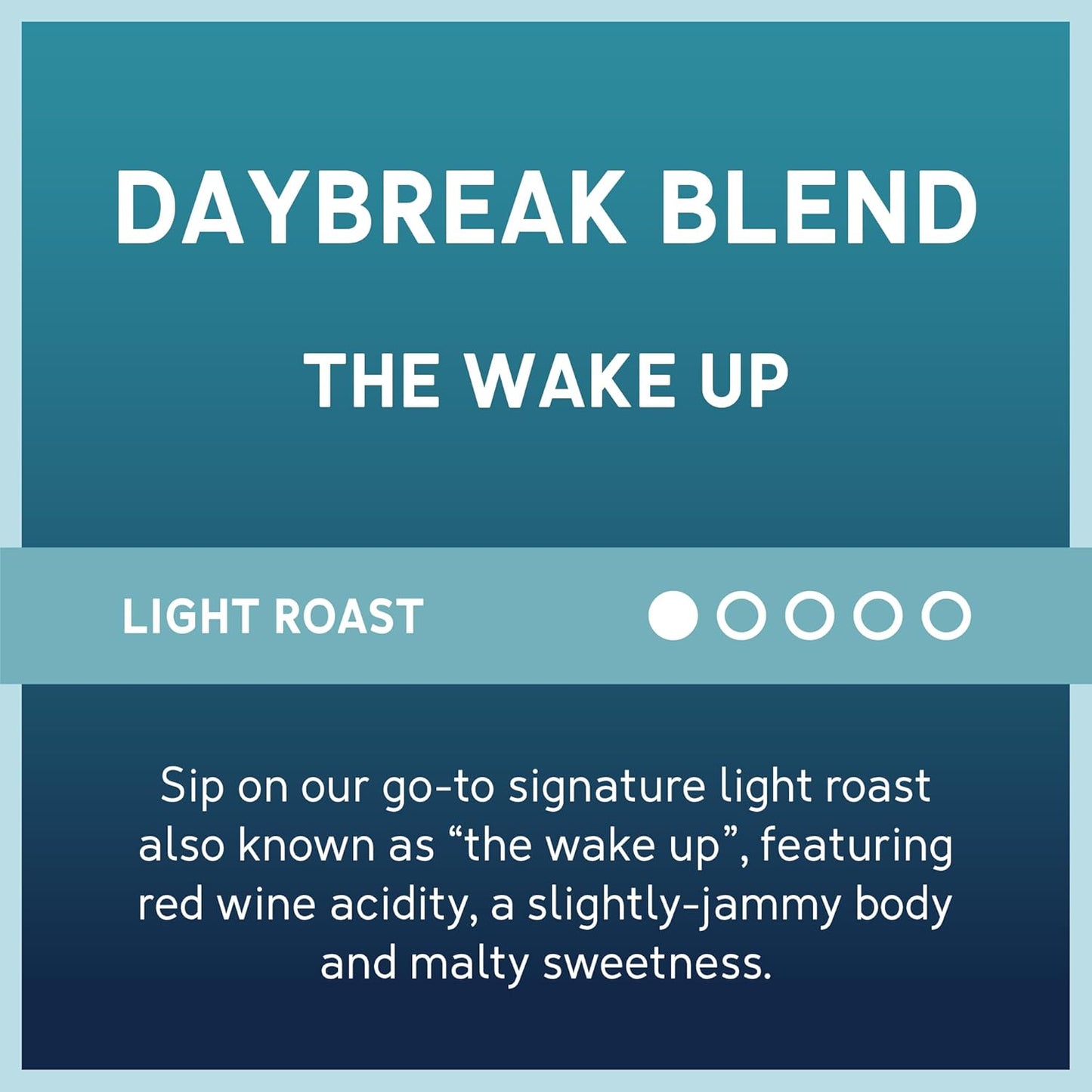 Light Roast Ground Coffee - Daybreak Morning Blend, 20 Ounce Bag, Fruity Caramel Flavor, 100% Arabica, Rainforest Alliance Certified.