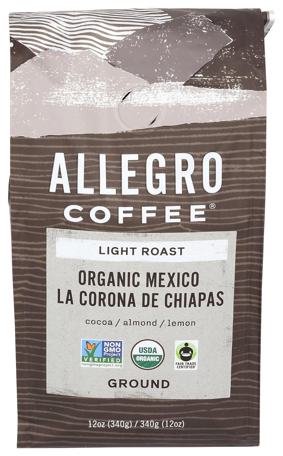 Organic Mexico Light Roast Ground Coffee, 12 Oz, specialty coffee with milk chocolate and pecan notes.