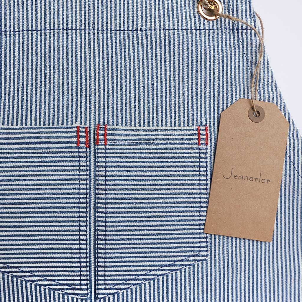 Blue Striped Denim Apron, Cross Back Adjustable Apron, Unisex Apron with Pockets, Barista Chef Barber Painter Gardener Apron, Jeanerlor Apron