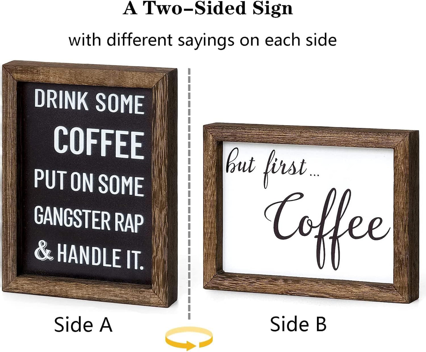 farmhouse coffee table sign, 2-sided wooden coffee decor, rustic coffee sign, coffee bar decor, kitchen coffee sign, coffee nook decor, office coffee decor, funny coffee sign, coffee table decoration, wooden coffee sign