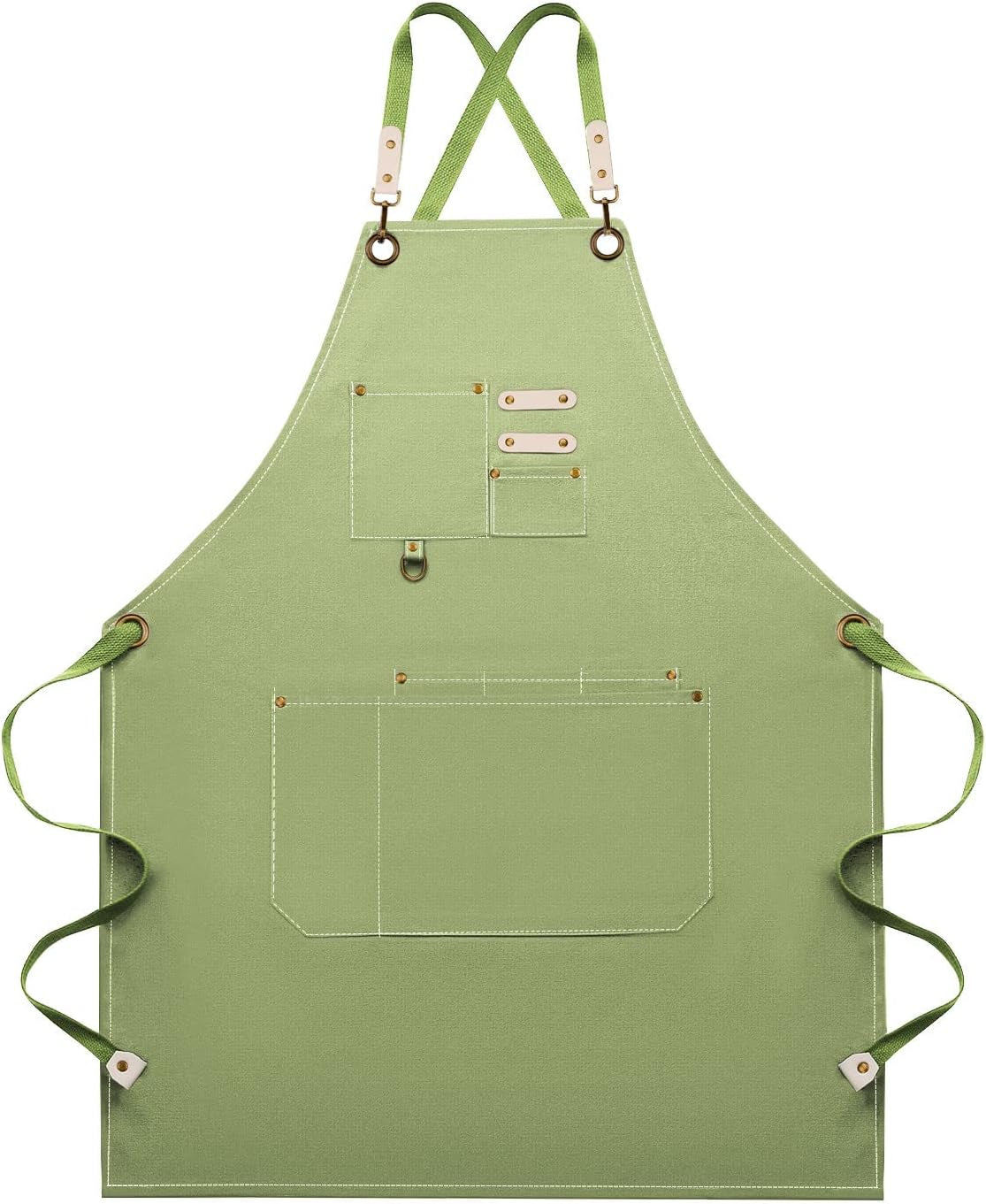 Adjustable Chef Apron, Colorful Cooking Apron, Large Pockets Apron, Green Apron