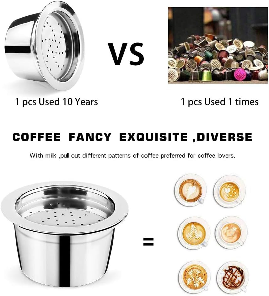 Reusable coffee pods, stainless steel coffee capsules, K-Fee compatible coffee pods, eco-friendly coffee pods, refillable coffee capsules, durable coffee pods, cost-effective coffee solution, coffee capsule accessories