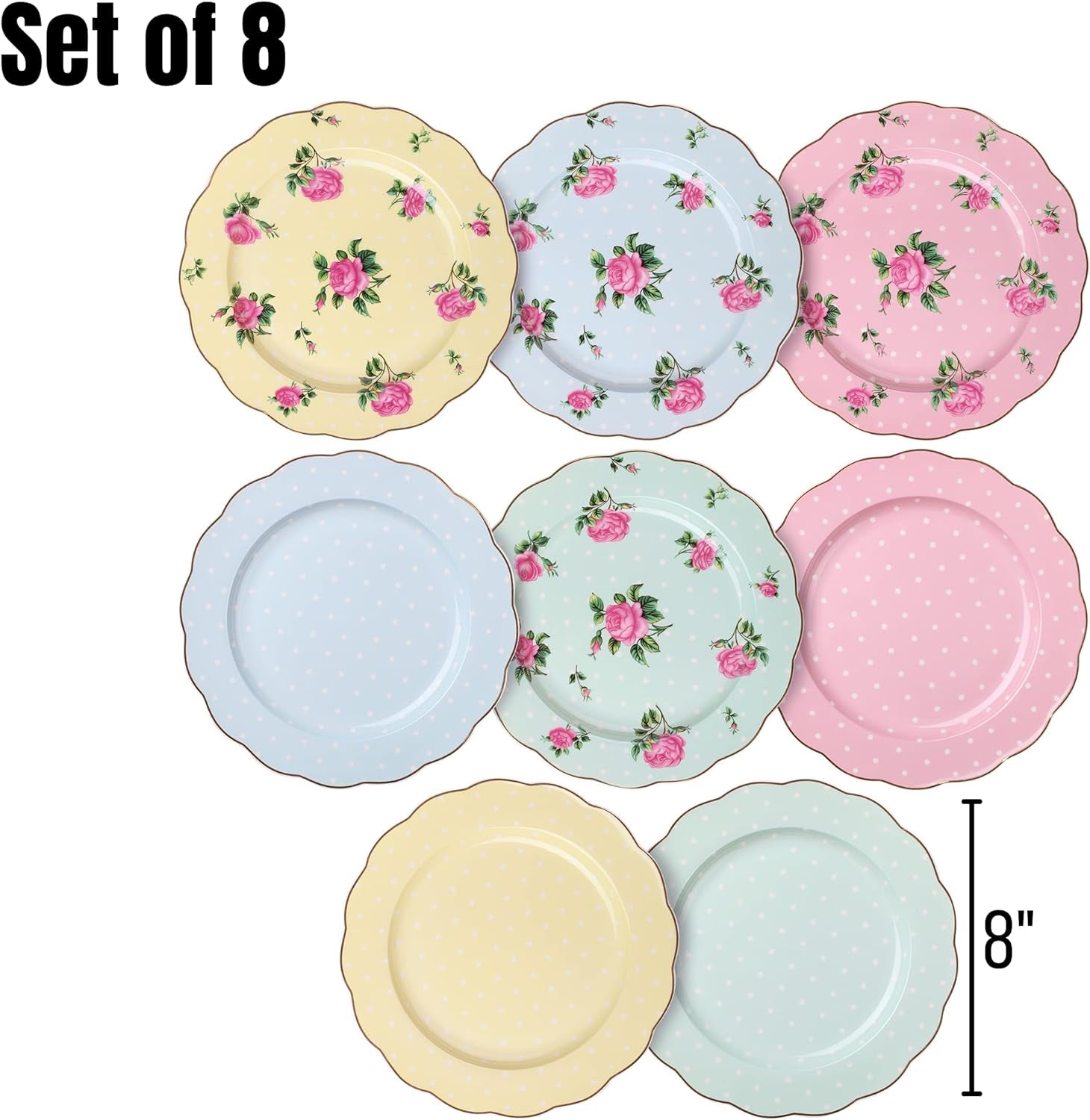 porcelain floral plates, royal dessert plates, 8 inch appetizer plates, floral salad plates, small dinnerware dishes, elegant small plates, vintage charm plates, botanical design plates, BTaT dessert plates, decorative dinnerware