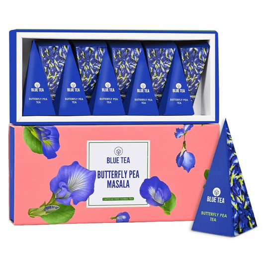 Butterfly Pea Chai Masala Tea Gift, 10 Plant-Based Tea Bags, Caffeine-Free, Non-GMO, Wellness Pack