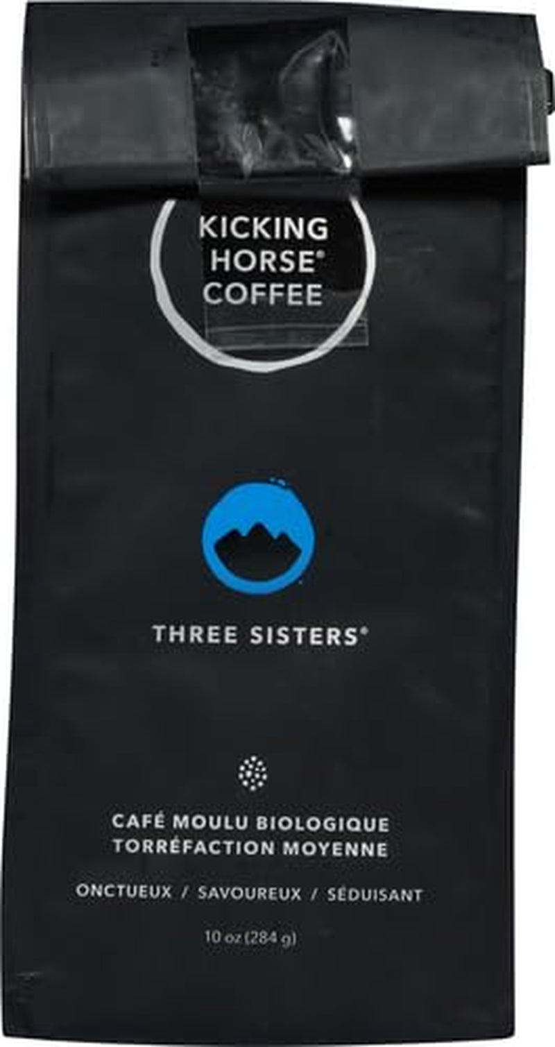 Three Sisters Medium Roast Ground Coffee, 10 Oz - Certified Organic, Fairtrade, Kosher, with notes of stone fruit and cocoa.