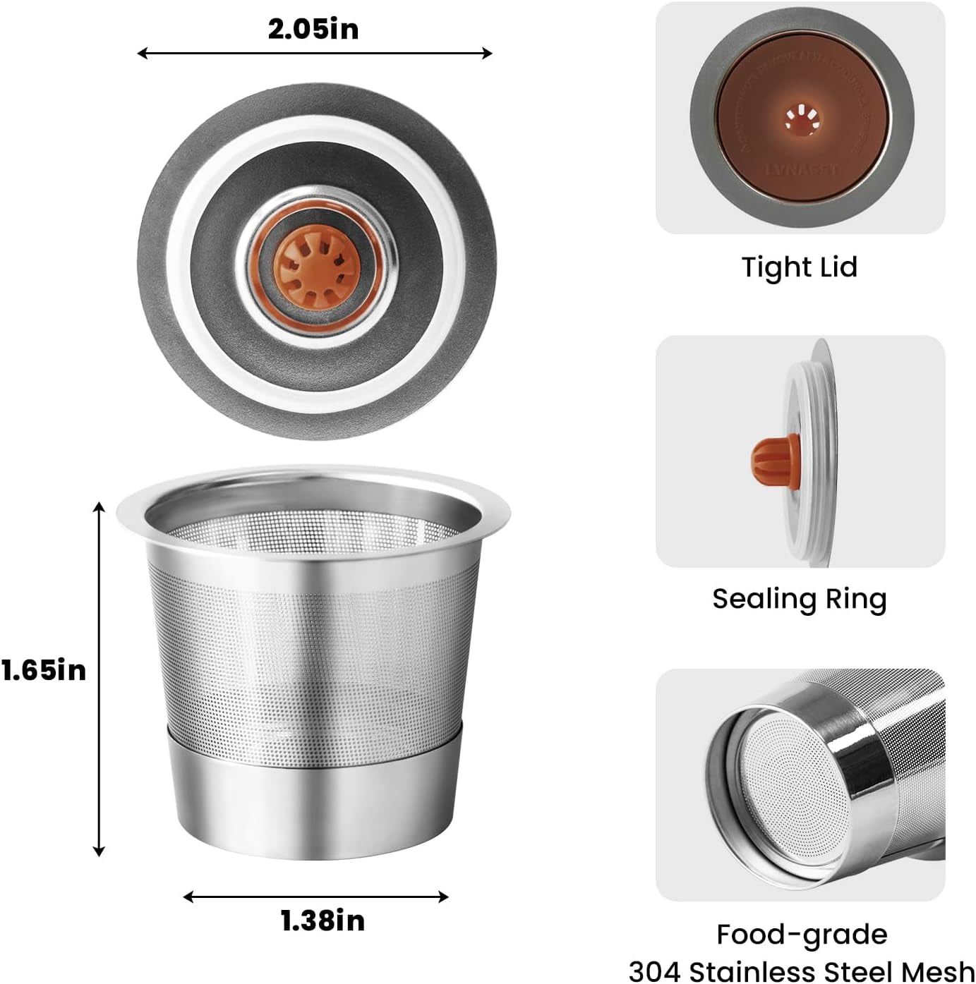 Reusable K Cups, stainless steel coffee pods, refillable K Cups, universal fit coffee filters, eco-friendly coffee pods, compatible with Keurig, stainless steel K Cups, cost-effective coffee pods, durable coffee pods, easy-to-clean K Cups