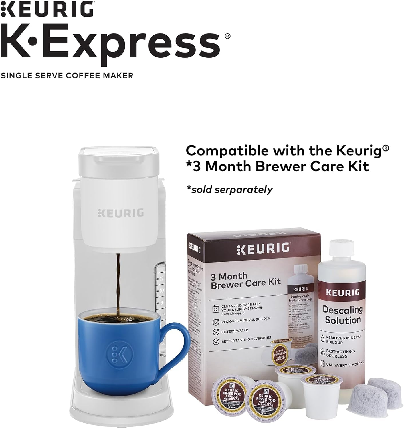 K-Express Coffee Maker, Single Serve Coffee Brewer, Keurig K-Cup Pod Brewer, Warm Stone Coffee Machine, Travel Mug Friendly Coffee Maker