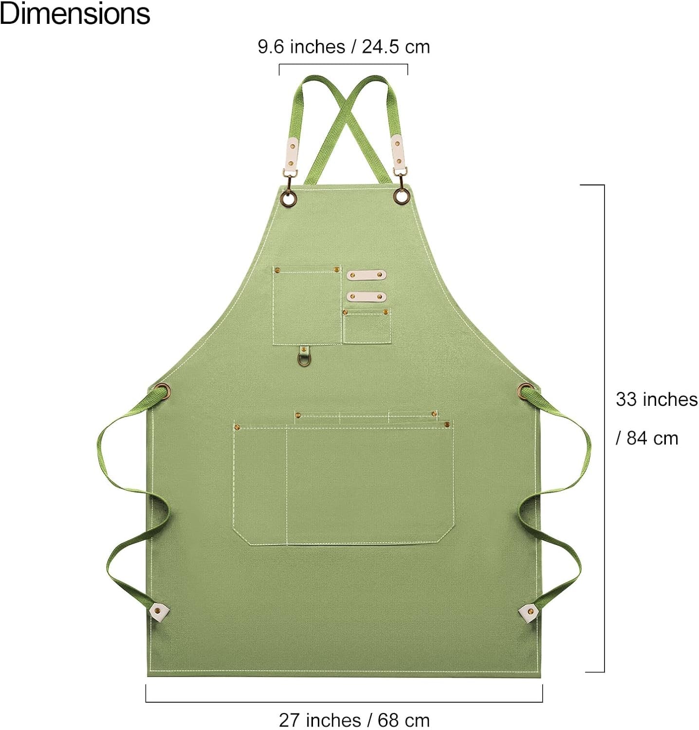 Adjustable Chef Apron, Colorful Cooking Apron, Large Pockets Apron, Green Apron