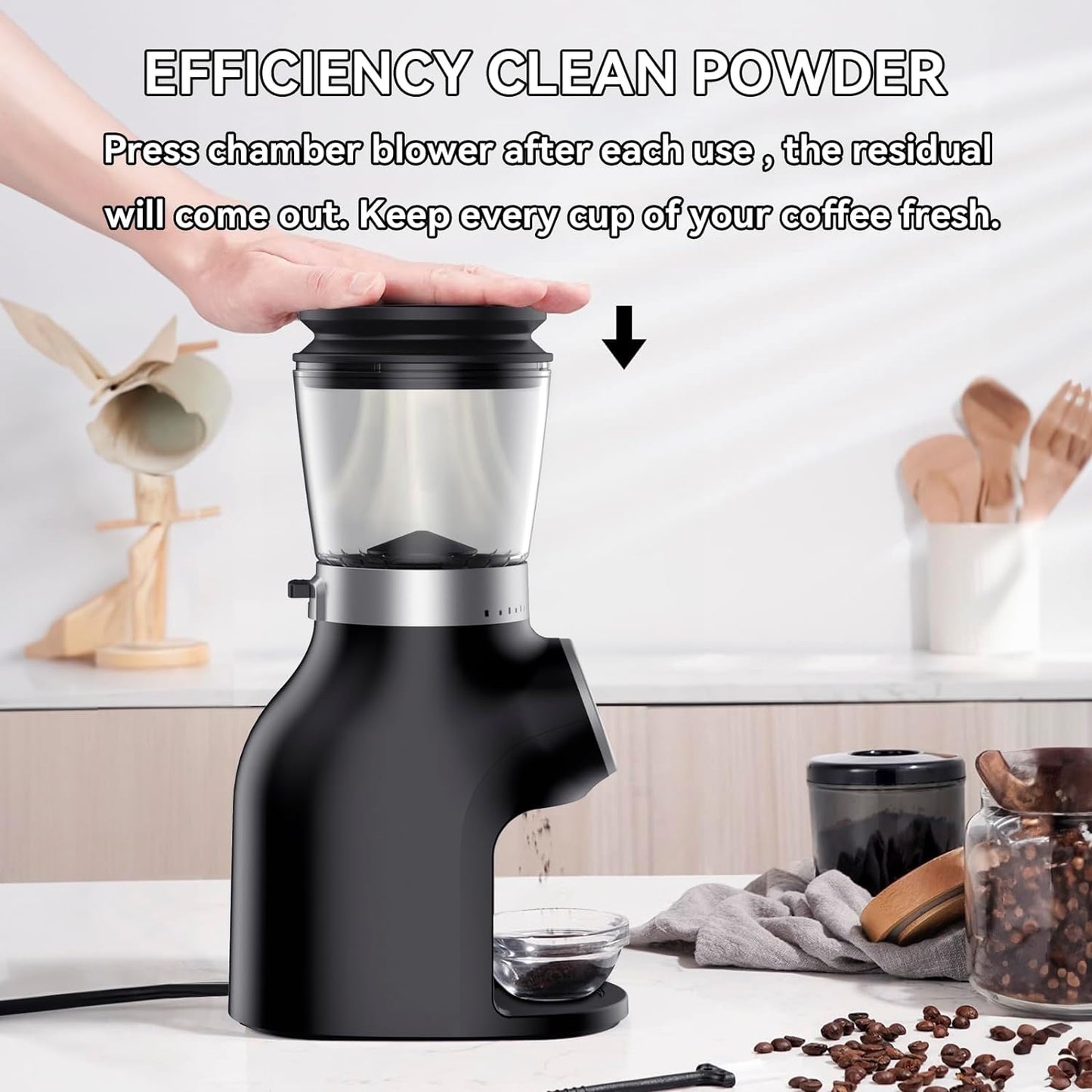 Beeone Conical Burr Coffee Grinder, Digital Control Coffee Grinder, Stainless Steel Burr Grinder, Espresso Coffee Grinder, Adjustable Coffee Grinder, Low-Speed Coffee Grinder, Easy to Clean Coffee Grinder, Coffee Grinder with 31 Settings, Durable Coffee Grinder, Premium Coffee Grinder