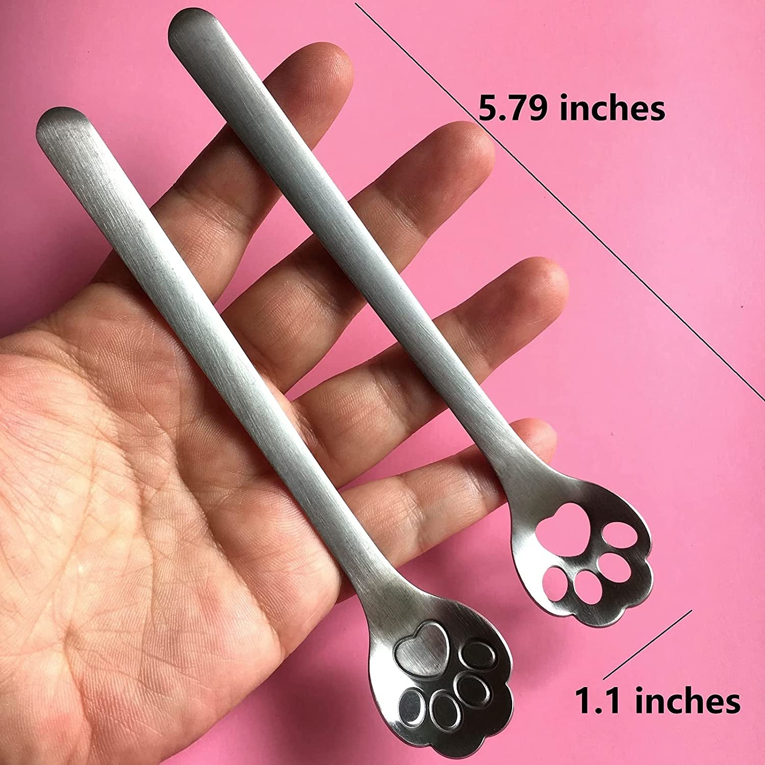 cat paw teaspoons, stainless steel teaspoons, coffee stirring spoons, dessert spoons, ice cream spoons, 5.9 inch spoons, cute cat design, dishwasher safe spoons, kitty cat themed gifts, durable kitchen utensils