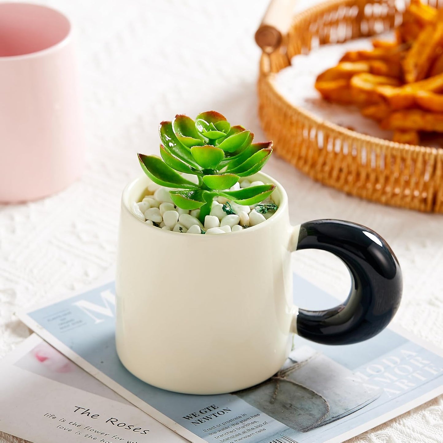 Cute ceramic coffee mug, funny coffee mug with spoon, novelty coffee mug, creative thicker handle mug, dishwasher safe coffee cup, microwave safe mug, blue and orange coffee cup, latte tea milk mug