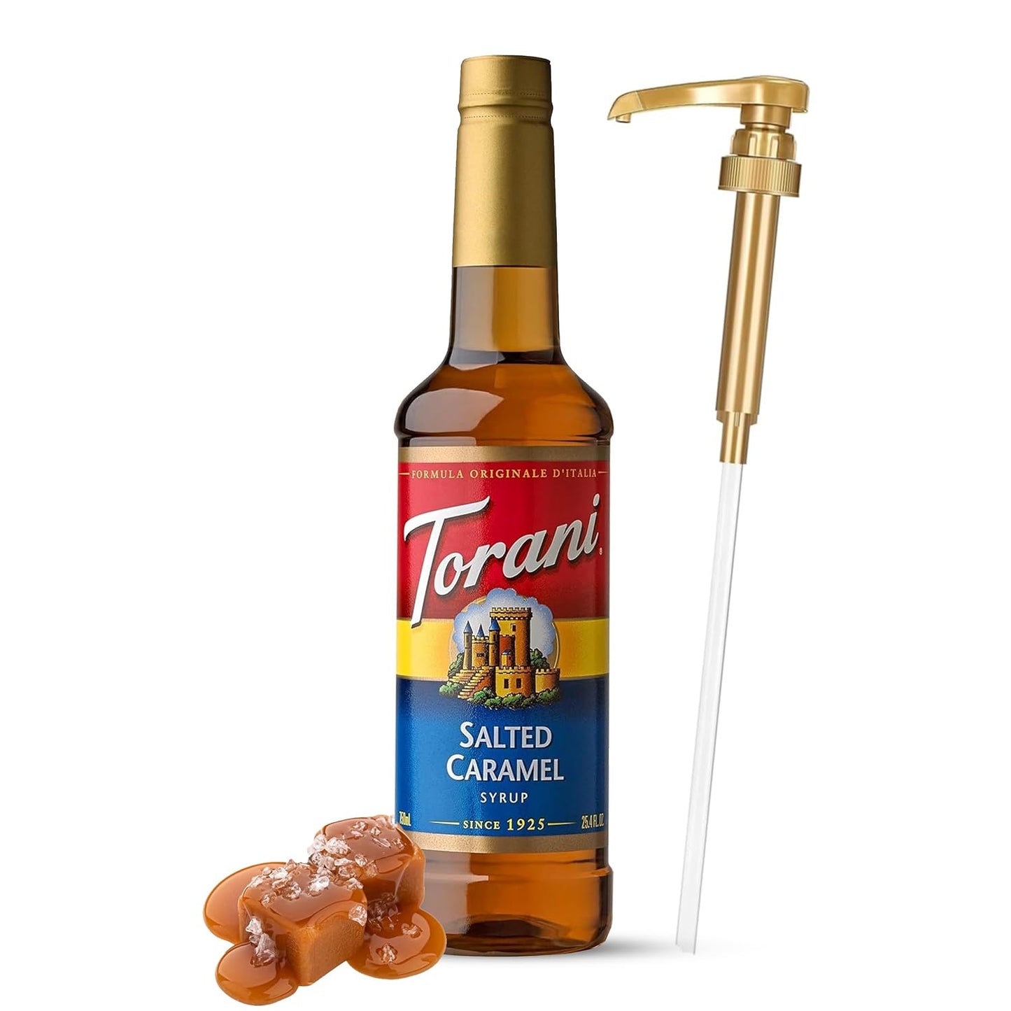 Torani Salted Caramel Syrup, 25.4 oz coffee syrup, coffee flavoring syrup, salted caramel coffee syrup, syrup dispenser