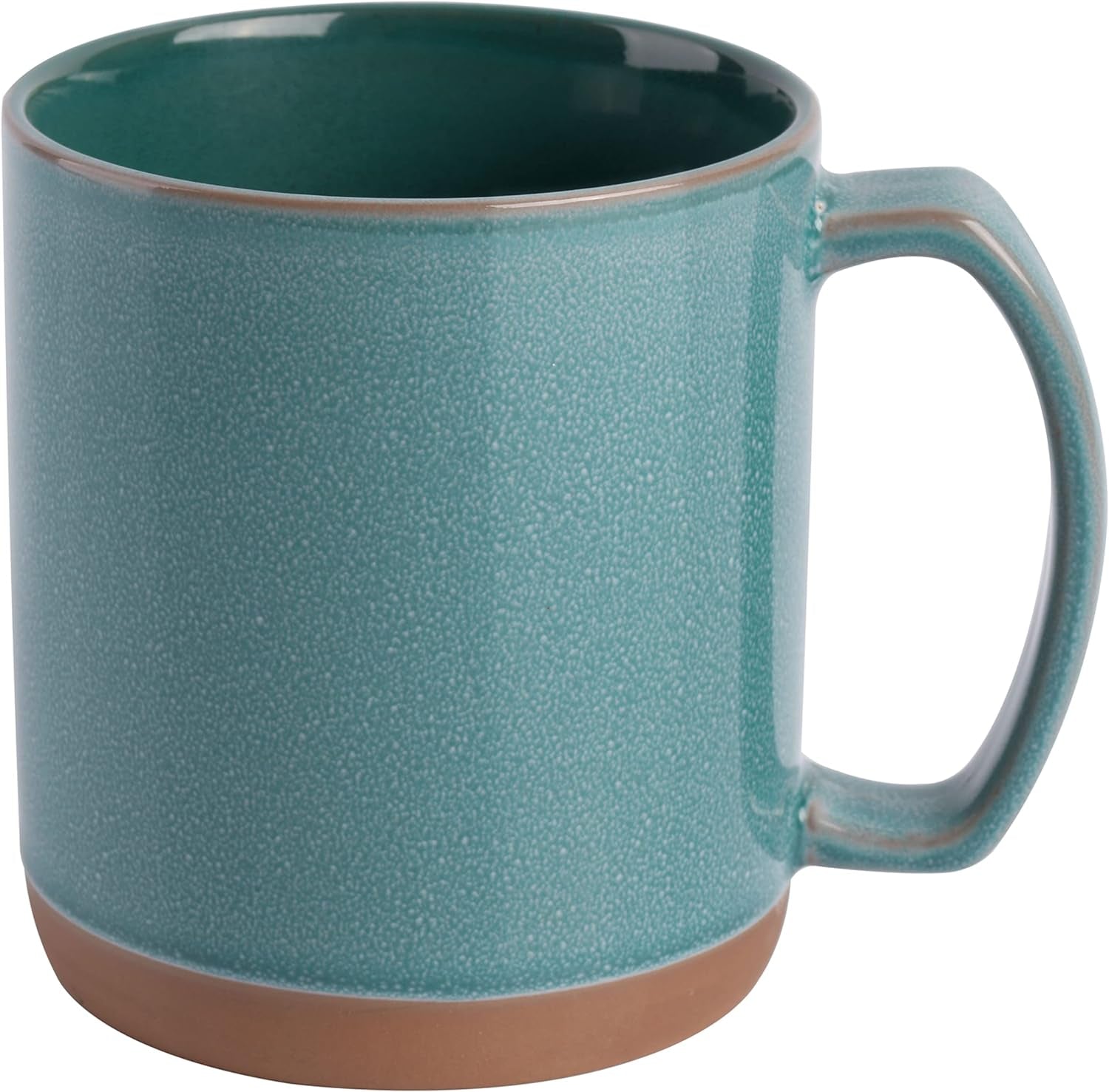 Set of 4 large 18.5 oz stoneware mugs with reactive glaze in assorted colors, dishwasher and microwave safe, modern design