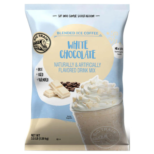 White Chocolate Latte Blended Ice Coffee Beverage Mix, 3.5 Pound, Big Train White Mocha, Instant White Chocolate Coffee Mix, Frozen Frappe Treat, Blended Ice Coffee Mix, Café Quality Coffee, Quick Prepare Coffee Mix, Seasonal Coffee Flavors, Big Train Beverage Mix