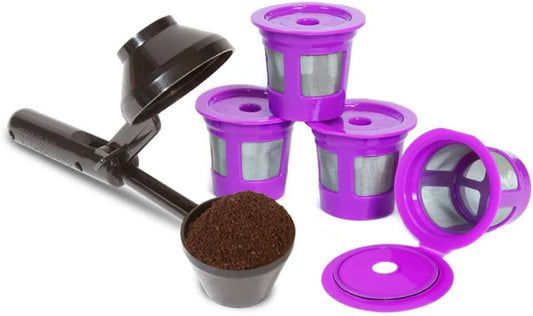 Reusable K Cup Coffee Filters, Refillable Pod Capsule, Keurig Coffee Maker, Eco-Friendly Coffee Pods, BPA-Free Coffee Filters, Ez-Scoop with Funnel