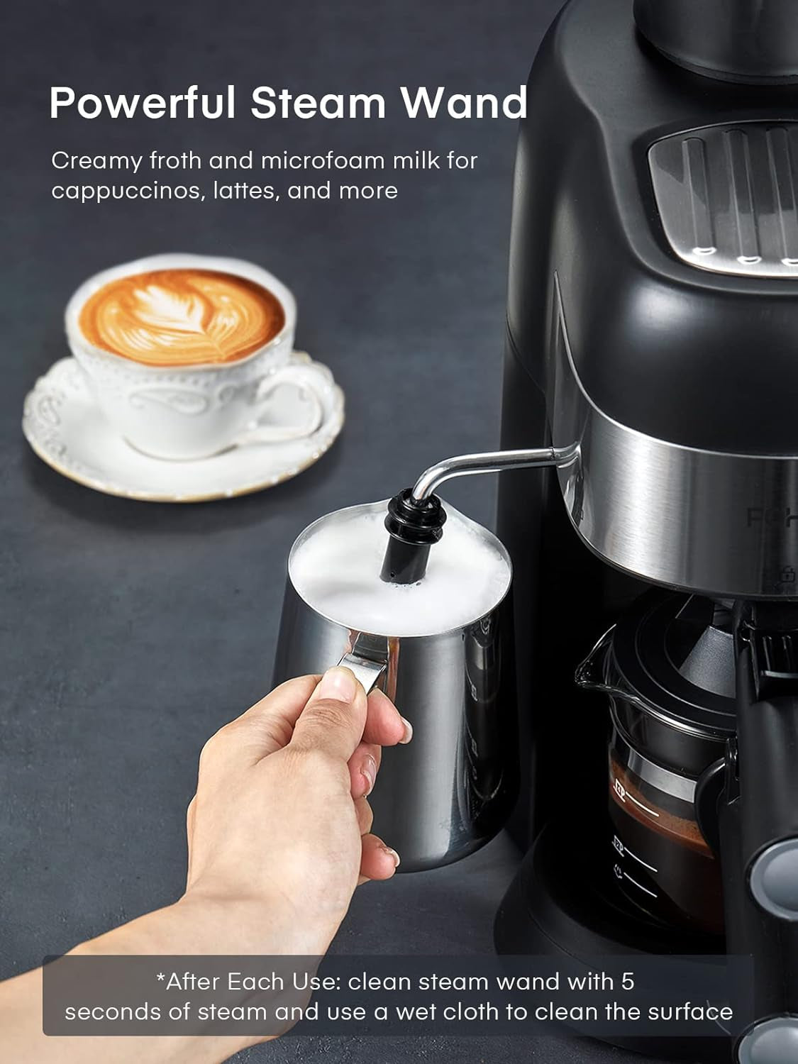 Compact Espresso Machine, 3.5 Bar Espresso Maker, Steam Espresso Machine with Milk Frother, 4 Cup Espresso Maker, Professional Espresso and Cappuccino Maker