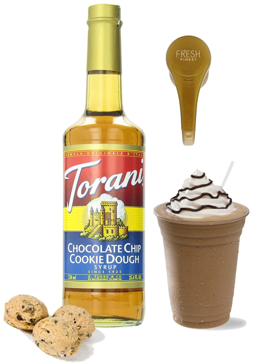 Chocolate chip cookie dough syrup, Torani coffee syrup, 25.4 oz syrup, coffee flavoring syrup, syrup pump dispenser