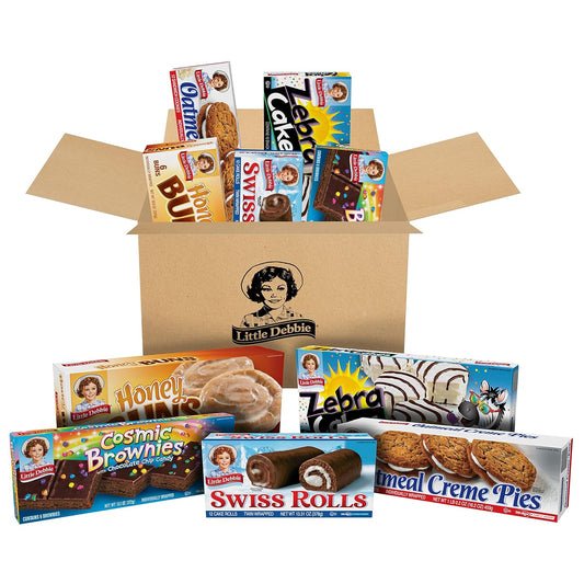 Little Debbie Variety Pack, Zebra Cakes, Cosmic Brownies, Honey Buns, Oatmeal Creme Pies, Swiss Rolls, 48 piece snack assortment, individually wrapped snacks, favorite snack cakes