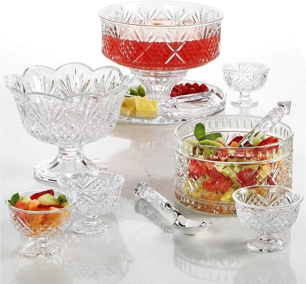 Glass Dublin Tasters Trifle Set, Clear Taster Bowls and Spoons, 16-piece Taster Set, Godinger Dublin Tasters Collection