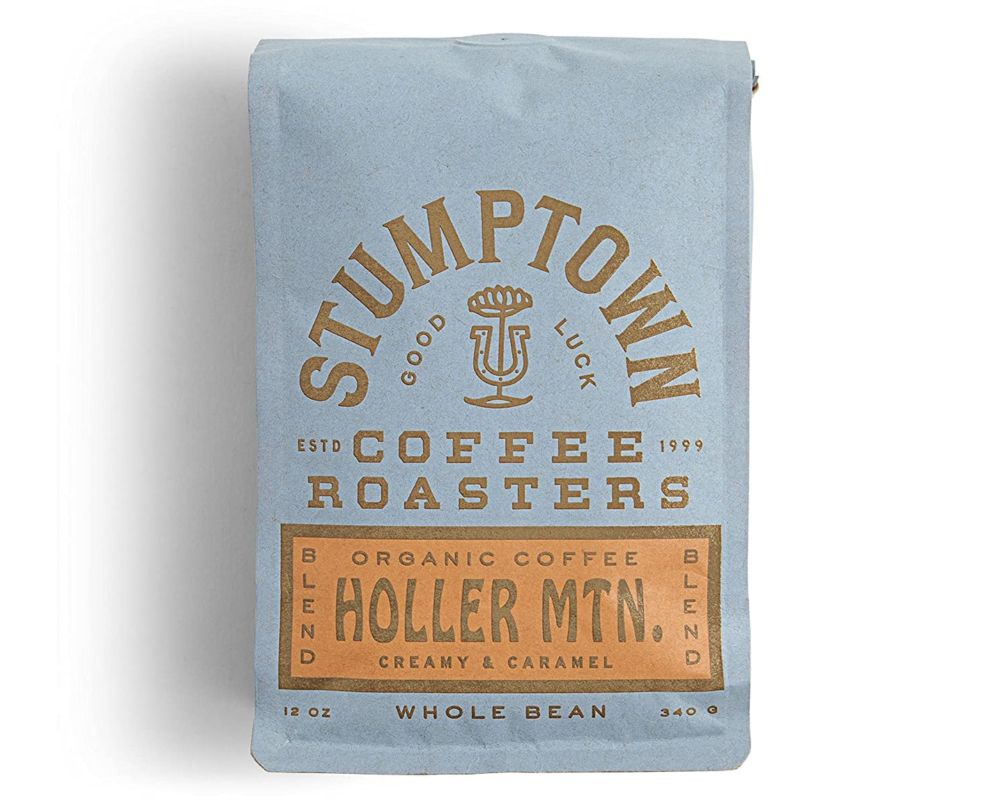 Medium roast organic whole bean coffee, Holler Mountain coffee with citrus, caramel, and hazelnut notes, direct trade Arabica coffee, Stumptown organic coffee bag, 12 oz whole bean coffee.