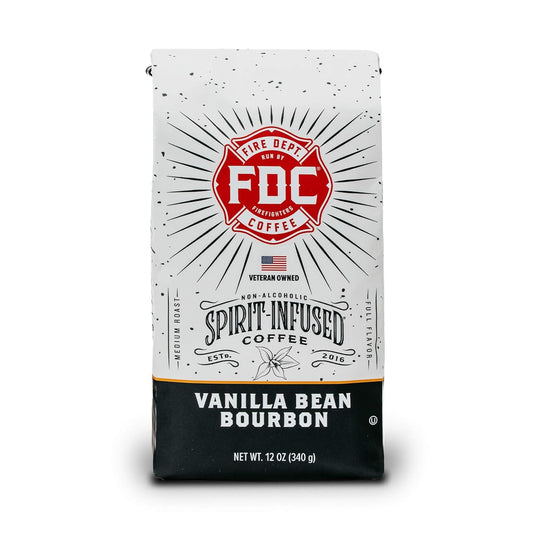 Vanilla Bean Bourbon Infused Ground Coffee, Medium Roast, Veteran Owned, 12 Oz