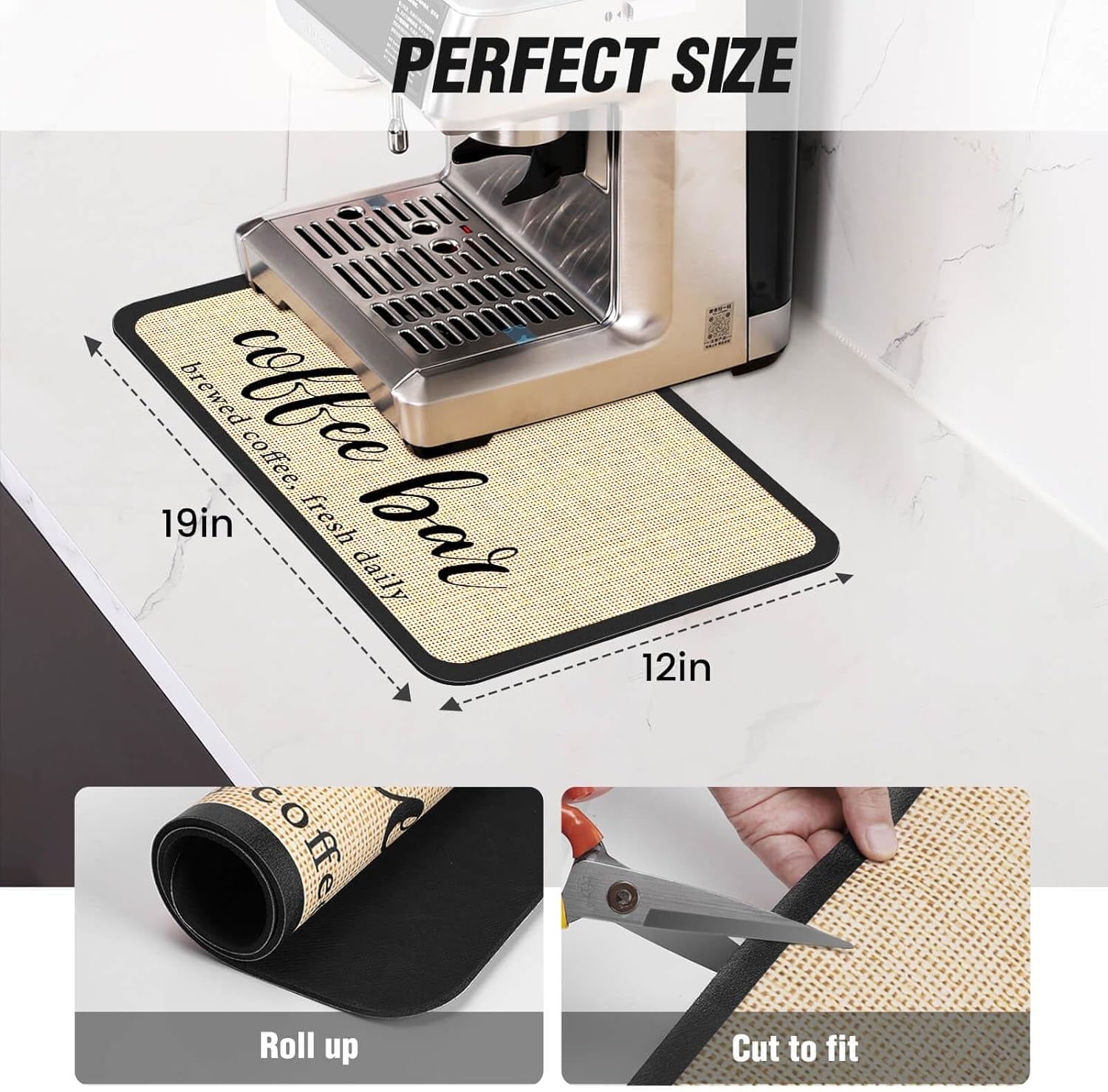 Absorbent coffee mat, waterproof coffee mat, coffee machine mat, non-slip coffee mat, espresso machine mat