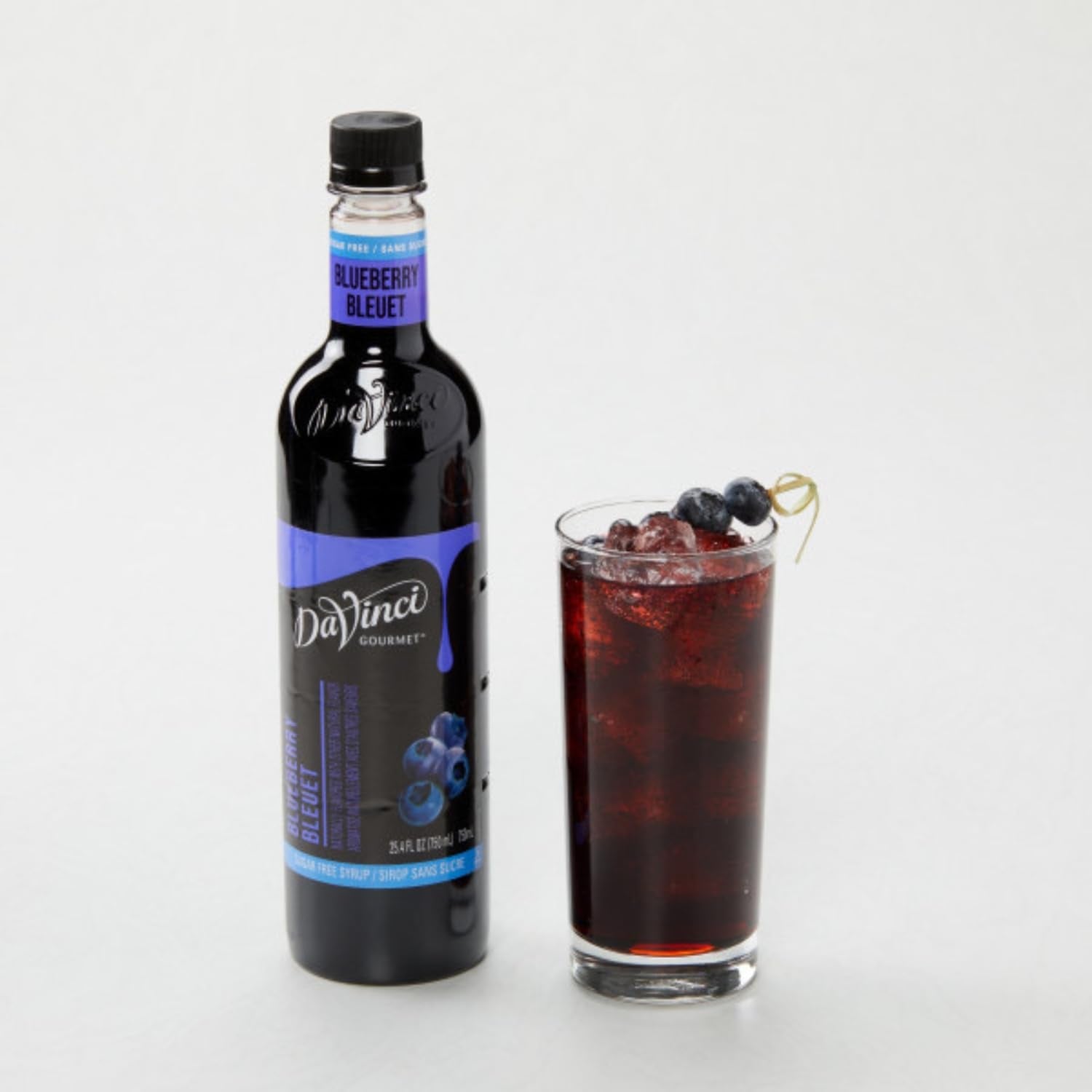 Sugar-Free Blueberry Syrup, blueberry flavoring syrup, DaVinci Gourmet, coffee syrup, sugar-free syrup, low-calorie syrup, beverage syrup, dessert syrup, coffeehouse syrup