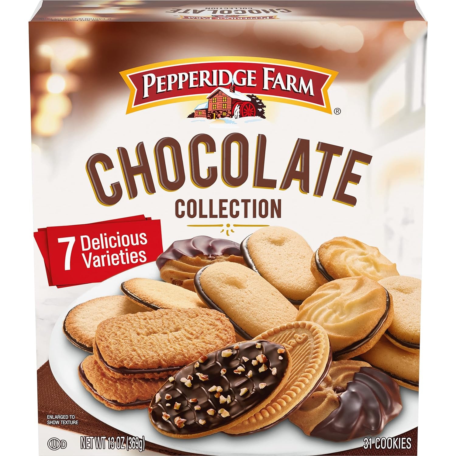 Pepperidge Farm chocolate cookie variety pack, 13 oz box, 7 cookie varieties, dark chocolate Milano, double dark chocolate Milano, Lido, Bordeaux, Lisbon, Geneva, Orleans