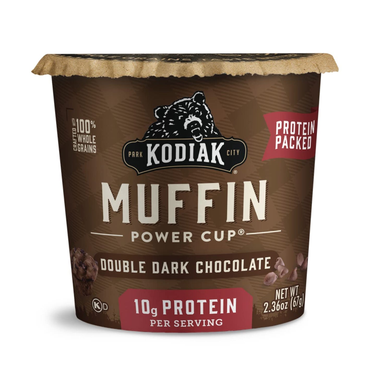 Kodiak Cakes Double Dark Chocolate Minute Muffins, High Protein Muffins, Ready in One Minute, Non-GMO Ingredients, Whole Grain Muffins, Pack of 12