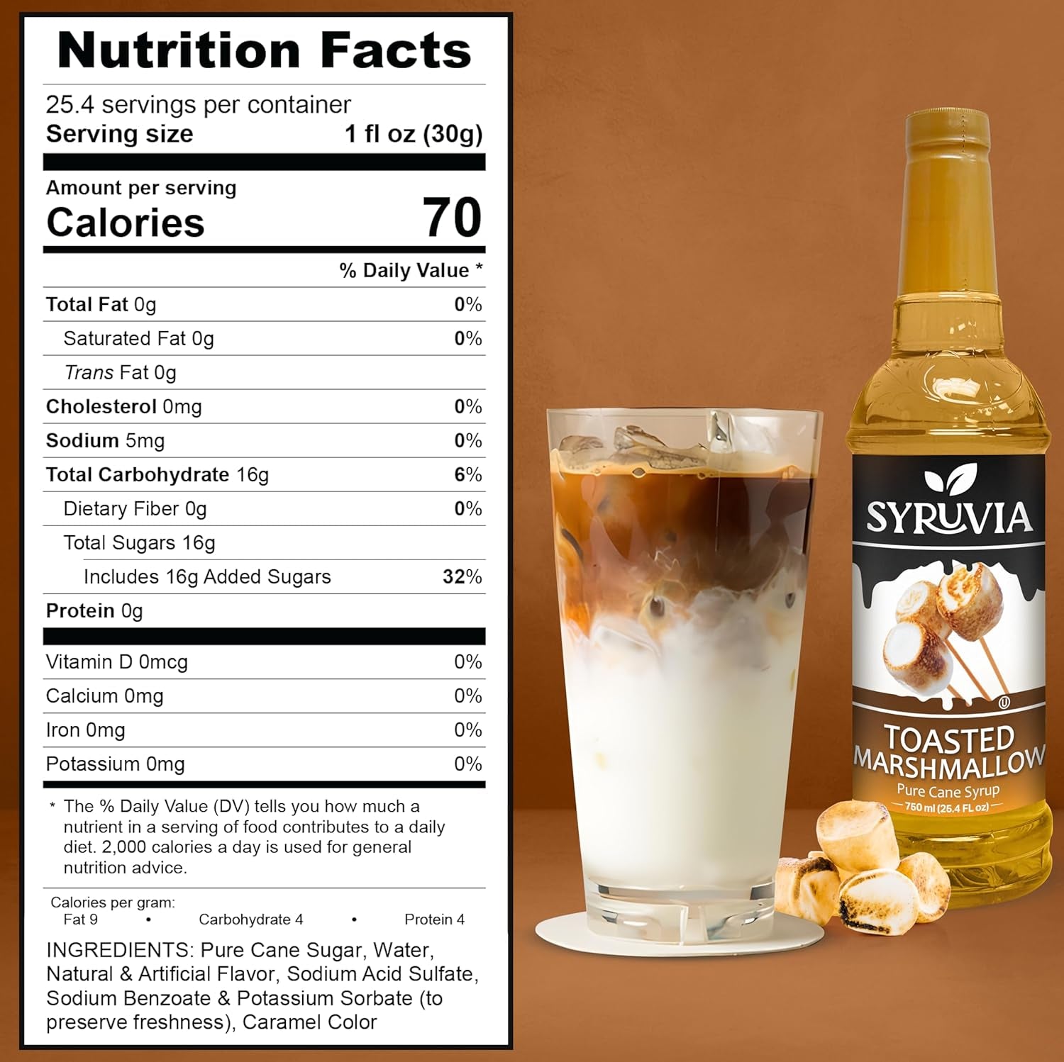 Toasted marshmallow coffee syrup, coffee flavoring syrup, 25.4 oz syrup, premium coffee syrup, marshmallow flavor syrup