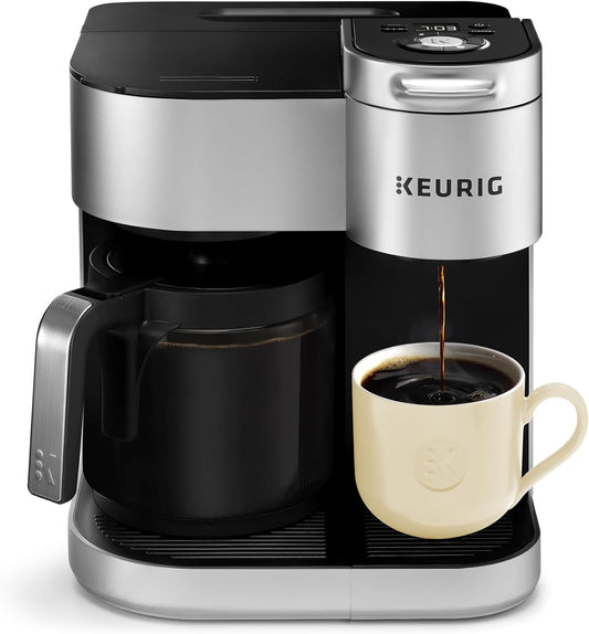 K-Duo Special Edition Coffee Maker, Single Serve K-Cup Pod and Carafe, Silver