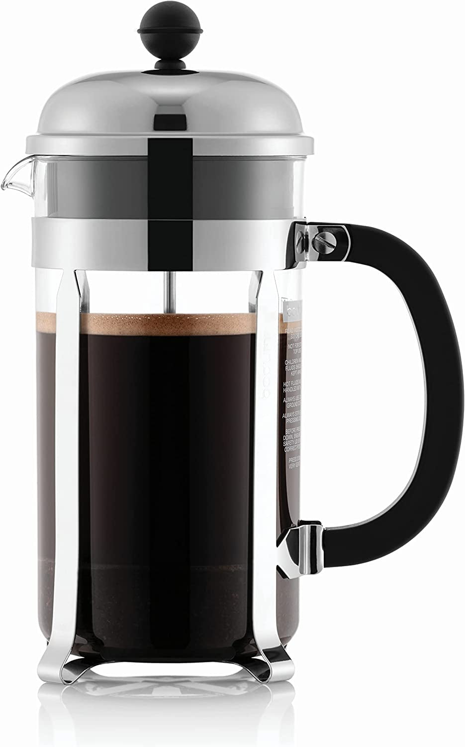 Chambord French Press Coffee Maker, 34 Oz, Borosilicate Glass, Stainless Steel, Made in Portugal