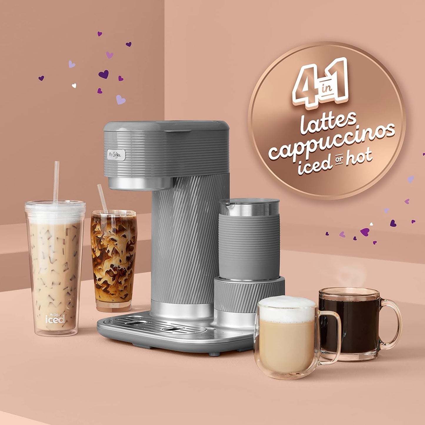 4-in-1 Coffee Maker, Latte Lux Coffee Maker, Single-Serve Coffee Machine, Built-In Milk Frother, Iced Coffee Maker, Hot Coffee Maker