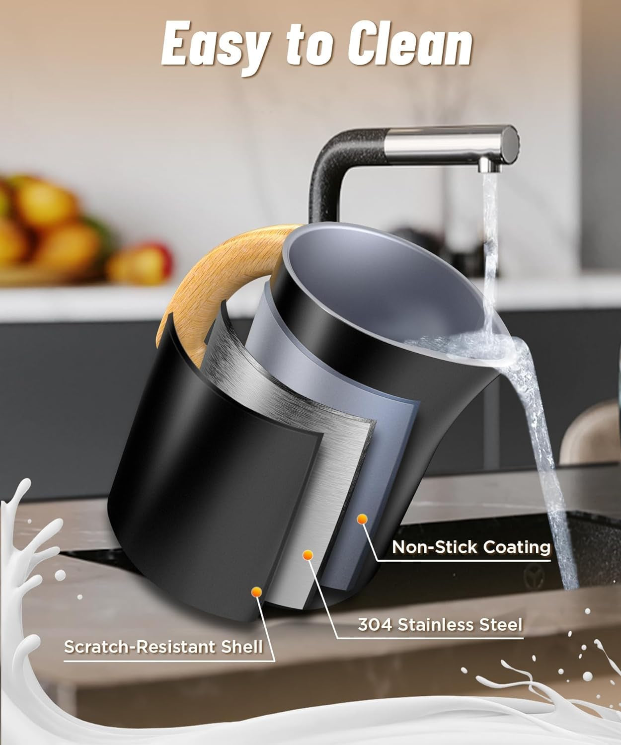 4 in 1 Multifunctional Milk Frother, Milk Frother with LED Display, 17oz Electric Milk Frother, Milk Frother for Hot and Cold Drinks, Large Capacity Coffee Frother, Safe and Durable Milk Steamer, Easy to Clean Milk Frother, One Button Control Milk Steamer, Home Coffee Frother, BPA-Free Milk Frother