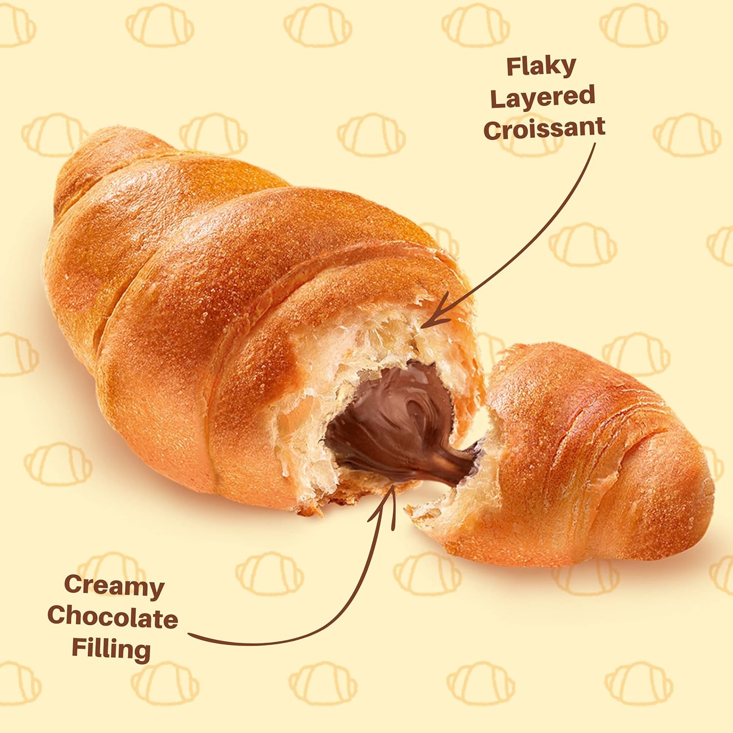 7Days chocolate croissant, individually wrapped pastry, non-GMO breakfast snack, 2.65 oz pack of 6