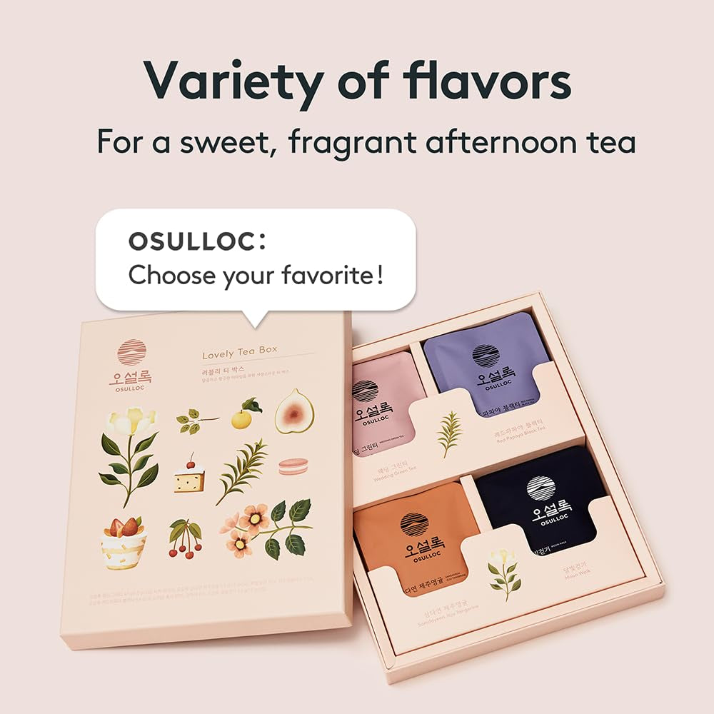 Lovely Tea Gift Box Set, Premium Blended Tea from Jeju, Korean Tea Sampler