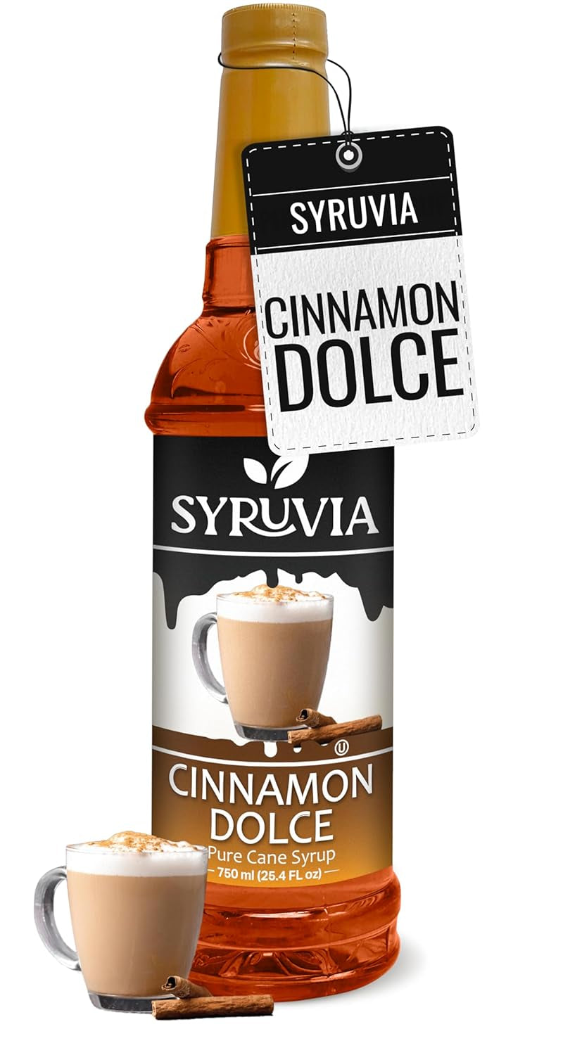 Cinnamon Dolce coffee syrup, Syruvia coffee syrup, 25.4 oz syrup, coffee flavoring syrup, premium coffee syrup