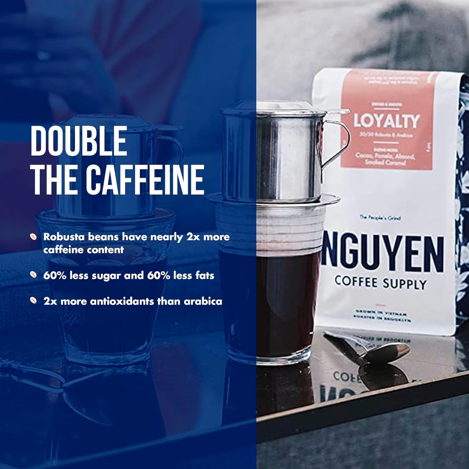 Loyalty Signature Robusta & Arabica Blend, Medium Roast Whole Coffee Beans, Organic Coffee, Single Origin Vietnamese Coffee, Direct Trade Coffee, High Caffeine Coffee, Roasted in Brooklyn, 5 Ib Bag