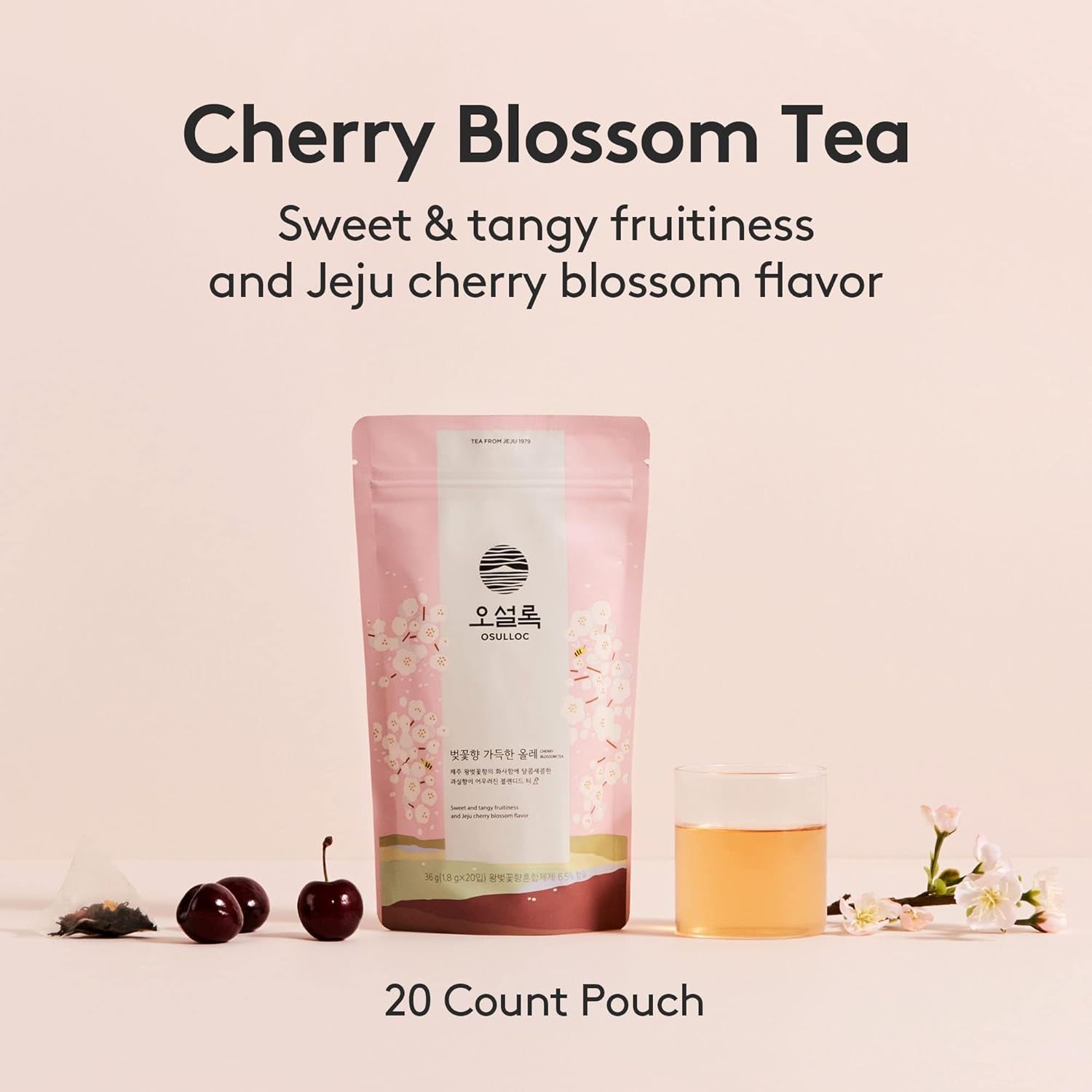 Cherry Blossom Tea, Floral Cherry Scent, Osulloc Tea Bags