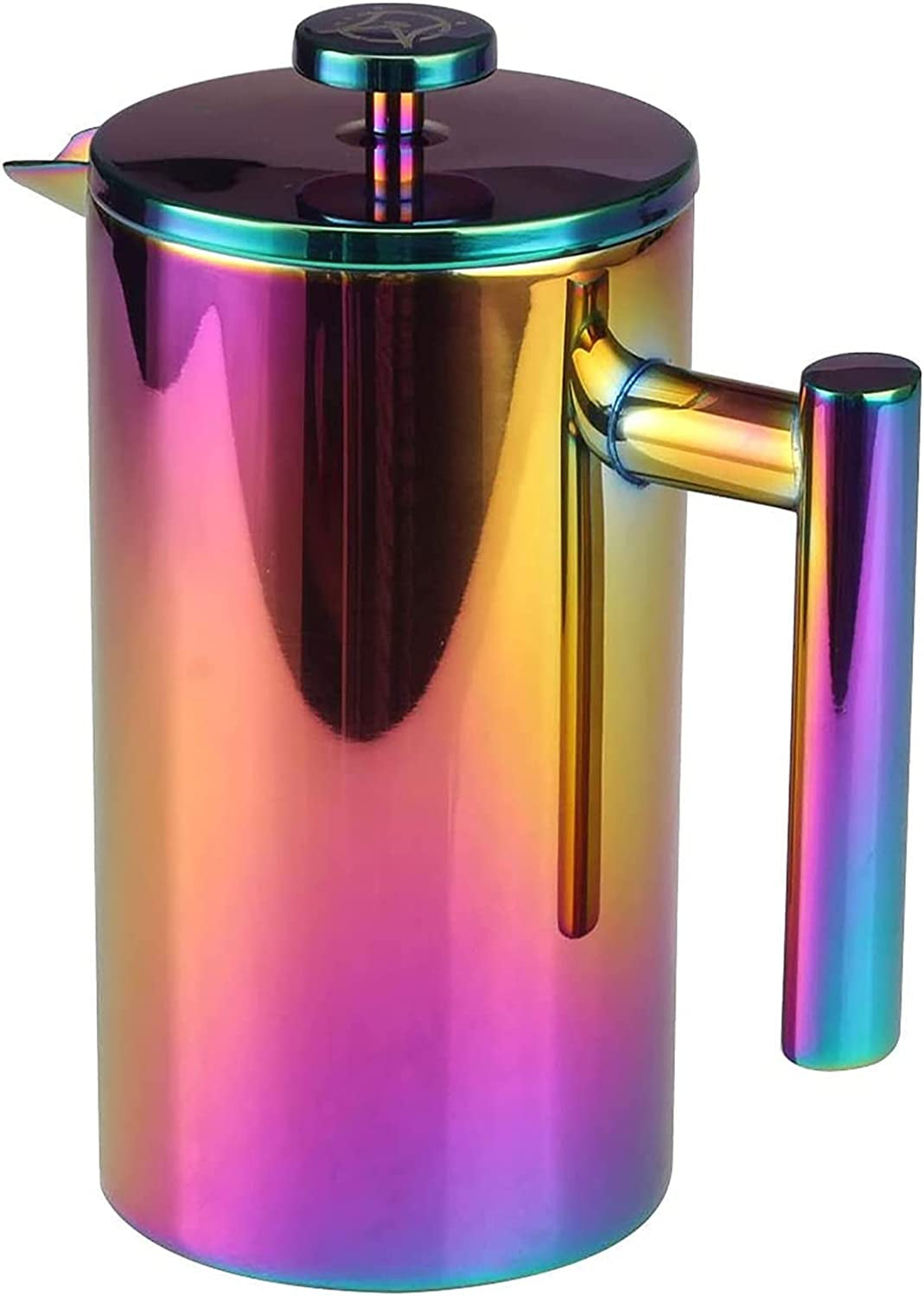 Rainbow Stainless Steel French Press Coffee Maker, Double Walled Coffee Press, 34 Oz French Press, Durable French Press with 3-Layer Filter, Large Capacity Coffee Press