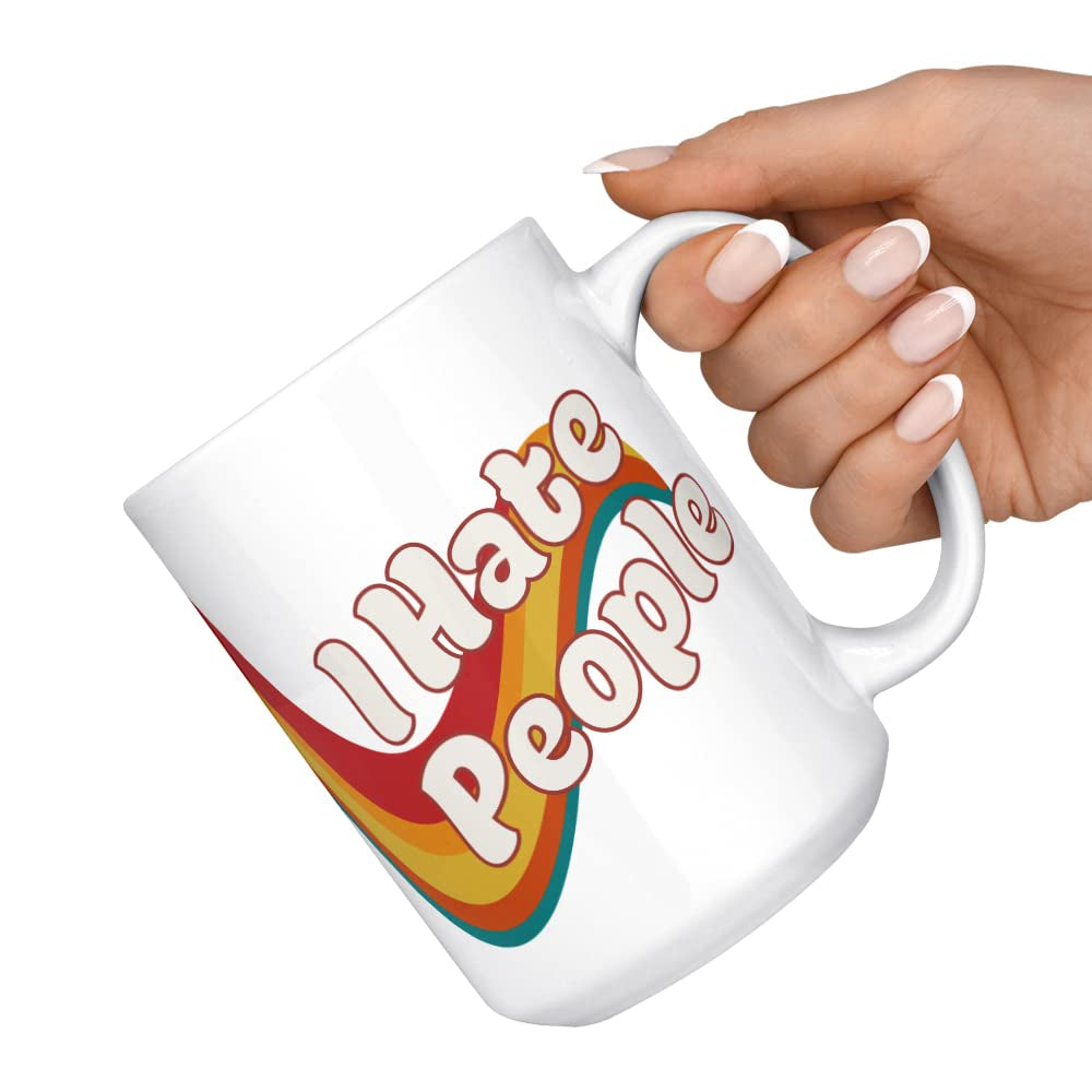 retro funny coffee mug, sarcastic gag gift mug, introvert coffee mug, sassy fun mugs, dishwasher safe funny mug, microwave safe sarcastic mug, funny coworker gift, I Hate People mug