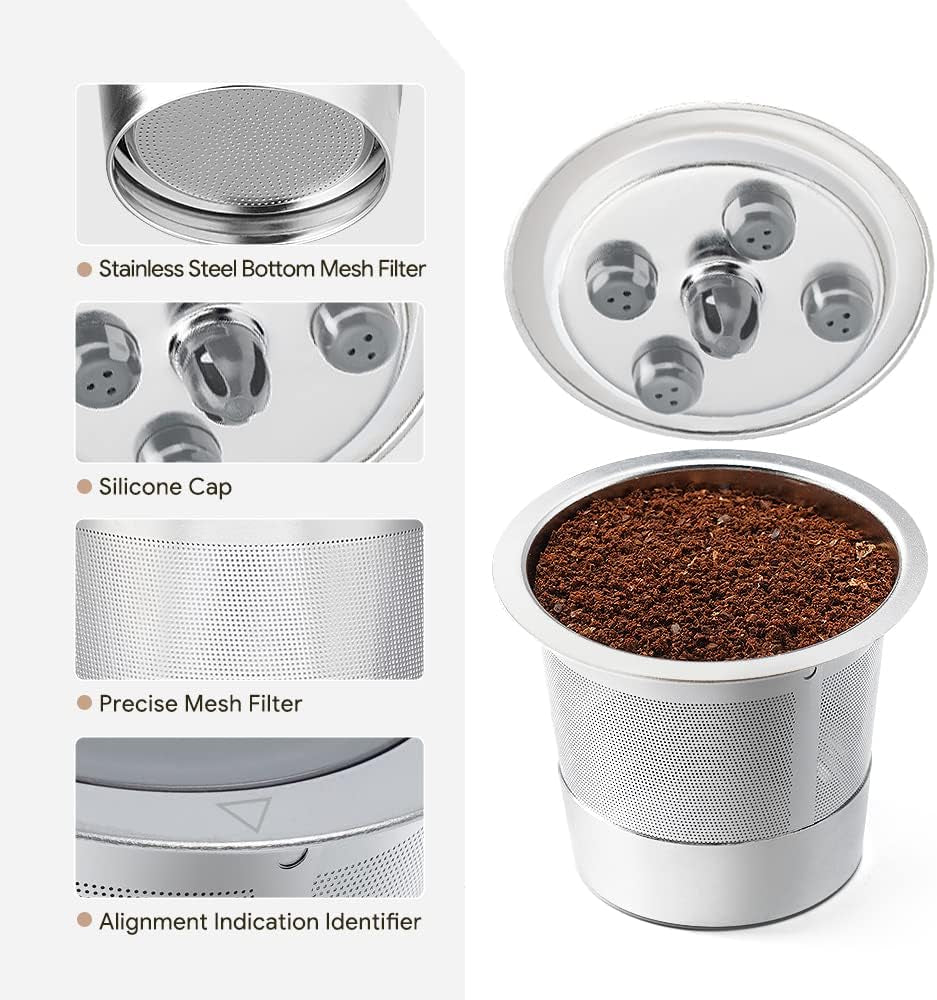 Stainless Steel Reusable K Cups for Keurig Supreme & Supreme Plus (2 Pack)Stainless Steel Reusable K Cups, Keurig Supreme reusable pods, refillable coffee pod filter, eco-friendly K cups, BPA-free coffee pods, dishwasher safe K cup filter, Keurig Supreme accessories